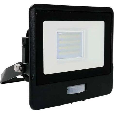 V-TAC VT-128S faro led 20W chip samsung con sensore di movimento PIR e crepuscolare bianco freddo 6500K slim alluminio nero box derivazione IP65 - SKU 20261 (1/5)