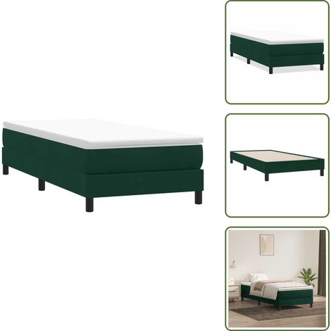 Letto con base a doghe - vidaXL Giroletto a Molle senza Materasso Verde Scuro 80x210 cm Velluto - Letto con gambe stabili