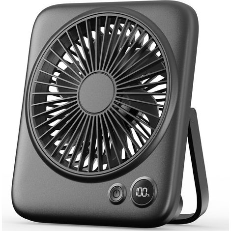 Ventilatore da scrivania pieghevole nero - 6,5 pollici - Batteria ricaricabile da 4000 mAh - Alimentazione USB - 4 velocità - Schermo LED - Ventilatore personale silenzioso - Ufficio - Viaggio - 6,5 p (1/5)
