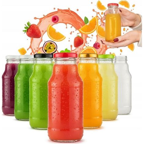 Bouteille À Jus En Verre - 330 ml - Filetage 43 mm - Hauteur 15,4 cm - Pour Jus Maison Sirops Boissons - Lot De 50