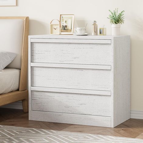 Commode 3 tiroirs blanche en bois moderne – Dimensions H78 x L40 x P75 cm, rangement pratique chambre salon entrée (1/5)
