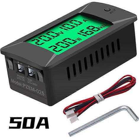 Voltmètre-ampèremètre CC 0-300 V 300 A, testeur de batterie de voiture, mesure de l'énergie électrique (kWh), moniteur de tension et de puissance, 12 V, 24 V, 48 V, 96 V + shunt (PZEM-025 50 A) (1/5)