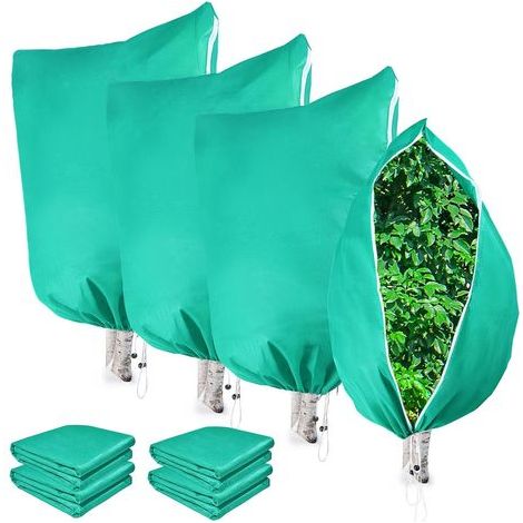 Set of 4 Winter Plant Covers, 80x120 cm, 70g/m² Non-woven Fabric, Frost-Resistant, with Zipper and Drawstring, Outdoor Garden (1/5)