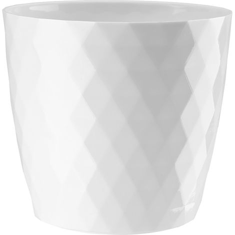 Vaso rotondo in plastica bianca, 18 cm, in cristallo (1/3)