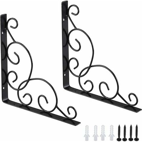 Staffe portaoggetti in ferro battuto, confezione da 2, da parete, adatte per cucine, bagni e uffici, disponibili in vari colori. Garden Cottage (1/4)