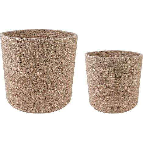 Un ensemble de deux pots de fleurs naturels, de 28 cm de diamètre et de 28 cm de hauteur. (1/5)