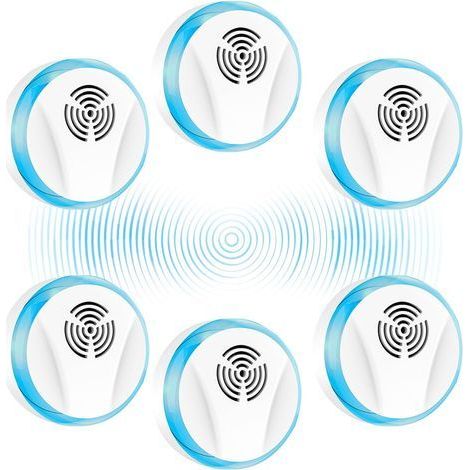 Répulsif Antiparasitaire à Ultrasons 6 Pack, Plug in Appareil Ultrason Souris, Non-Toxique, Antiparasitaire pour Moustiques, Souris, Araignées, Cafards, Mouches (1/5)