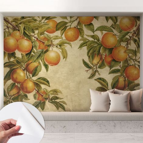 Papier peint adhésif autocollant pour salon chambre à coucher peint imprimé Installation facile Branches fruitières 208x146 cm (1/5)