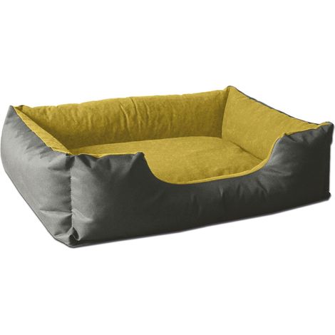 lit pour Chien LUPI, Gris/Jaune, S env. 55x40 cm,Panier Corbeille, Coussin de Chien (1/5)