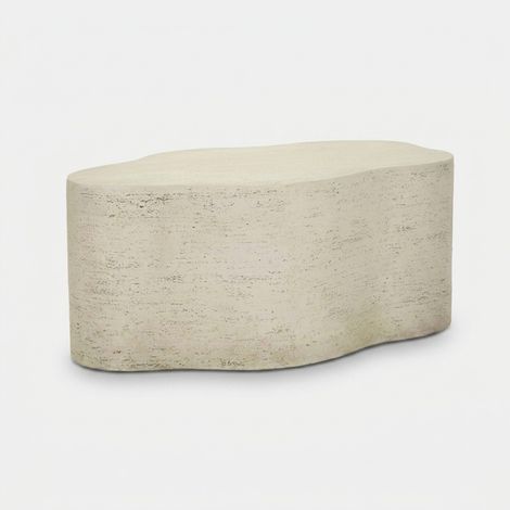 Table Basse Moderne Cloud En Mgo Crème 92,5 X 54,8 X 40 Cm - Design Organique Et Matériau Effet Pierre Sculptée (1/5)