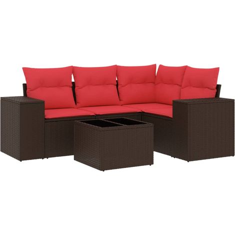 Maison Exclusive - 5-teiliges Gartensofa-Set mit Kissen, braun, P