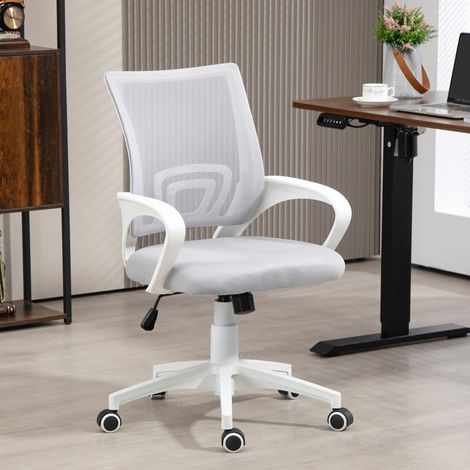 Silla de Escritorio de Malla Giratoria con Altura Ajustable Función de Basculante y Reposabrazos Carga 120 kg Gris (1/5)
