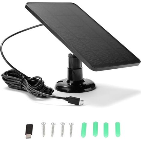 Allecto,Pannello solare per telecamera di sicurezza,5V 4W,Impermeabile IP65,Nero,Ricarica wireless,Adatto per telecamere di sicurezza esterne (1/5)