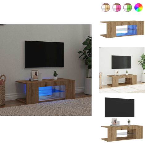 Meuble TV avec lumières LED chêne artisanal bois d'ingénierie - Meuble TV - Meubles TV - Support TV - Meuble Hifi (1/5)