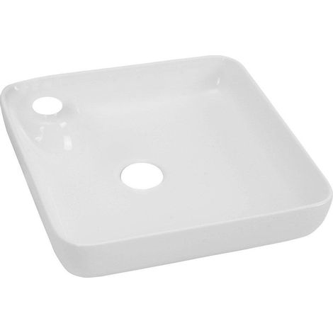 GO by Van Marcke Fontana lavabo à poser carré 400 x 400 x 125 mm porcelaine blanche avec trou de robinet (1/2)
