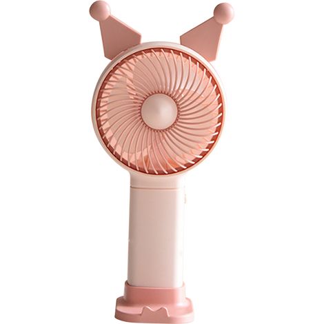 Mini ventilateur portable rechargeable par USB, fonctionnant sur piles, motif dessin animé, rose, idéal pour la maison, l'école ou le bureau. (1/5)