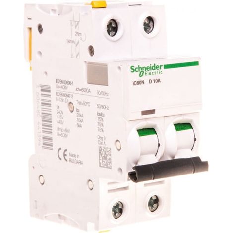 SCHNEIDER A9F05210 DISJONCTEUR IC60N 2P 10A D