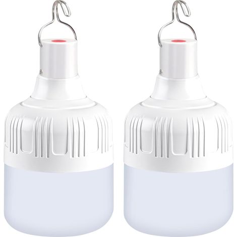 2 Pièces Lanterne Camping, Lampe Camping USB Rechargeable, Lumière de Camping Extérieure Portable, 3 Modes Luminosité, Lampe Tente Étanche pour Pêche Randonnée Patio Jardin Secours
