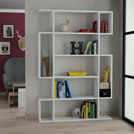 Marcellin Bücherregal, 4 Böden Wandmontage, Belastbarkeit 25 kg, 110x26x161h cm Weiß (1/3)