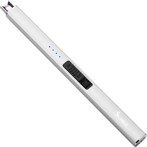 Briquet électrique à Arc, Coupe-Vent, sans Flamme, USB, Rechargeable, avec Serrure de sécurité, pour Bougie, Barbecue, Camping, Argent (1/5)