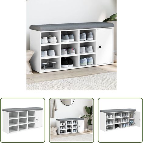 Schuh aufbewahren -  Schuhbank Weiß 102x32x50 cm Holzwerkstoff (1/5)
