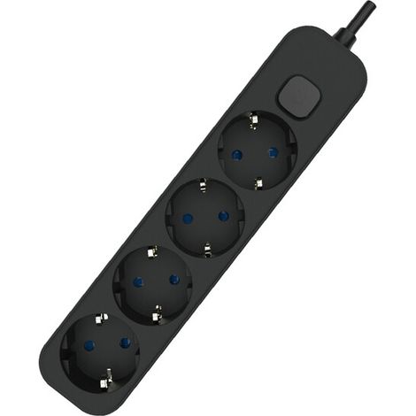 Regleta de Superficie 4 Enchufes con Interruptor y Cable 1,5 m – Blanco o Negro