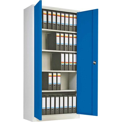 BRB Aktenschrank/Flügeltürenschrank, HxBxT 1800x800x380 mm, Korpus lichtgrau, Türen enzianblau (1/2)