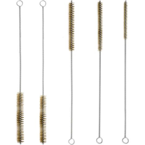 Brosses de Nettoyage,5 PCS Brosse Ronde en Laiton pour Tuyaux Écouvillon de Nettoyage Industriel 6/8/10/12/15mm Nettoyage Conduits Cylindres Chaudière Goupillon Métallique Rigide (1/5)