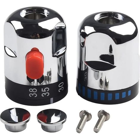 Paire de mitigeurs thermostatiques eau chaude/eau froide. Pièces : Poignée de commande du robinet de douche. Mitigeur de douche.
