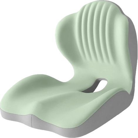 Lumbar Support Cushion and Ergonomic Seat, 2-in-1 Memory Foam Cushion with Hollow Coccyx Design for Office Chair, Car Seat, Home Use (Green) (1/5)