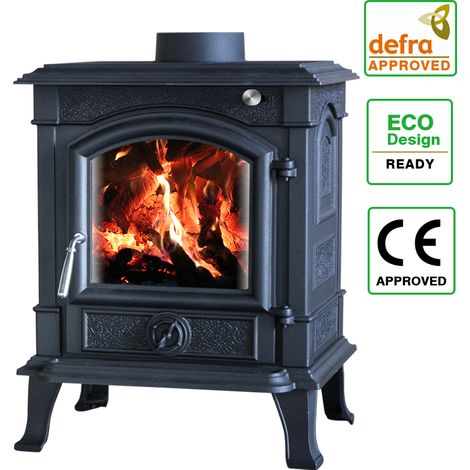 8KW Woodburning Stove Cast Iron Log Burner Fireplace Eco Design Dafra Approved Black (1/5)