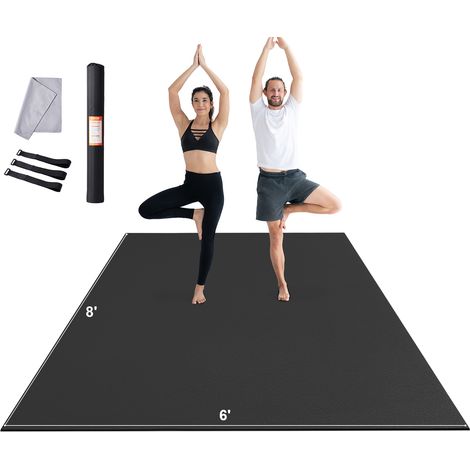 VEVOR Tapis de yoga antiderapant haute densite pour homme et femme, tapis de fitness et deexercice avec sac et sangle de transport pour yoga a domicile, pilates et entrainement au sol, 2440 x 1830 mm