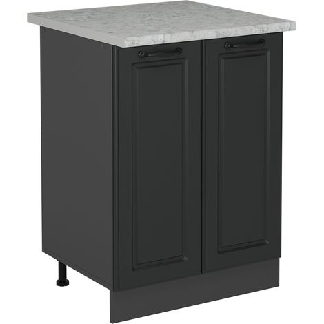 Meuble bas de cuisine R-Line, Anthracite campagne, 60cm PT Marbre, Vicco