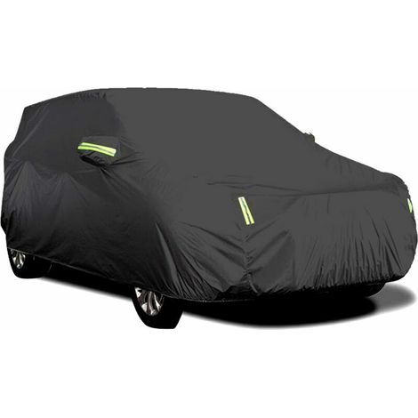 Housse de voiture extérieure, respirante, anti-UV, résistante à la poussière et à la neige, avec boucle fixe, bande réfléchissante (Noir, 4,15 x 1,7 x 1,5 m) (1/5)