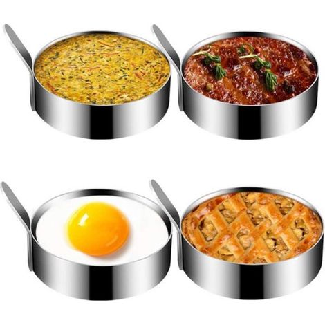 Ensemble de 4 cercles à œufs antiadhésifs en acier inoxydable – idéal pour les omelettes, les crêpes et les œufs au plat (1/5)