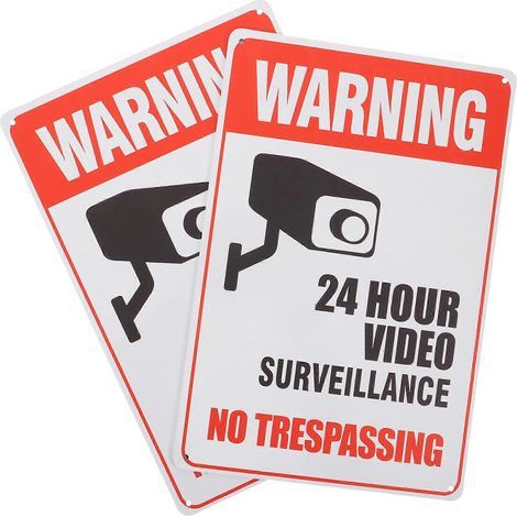 2 panneaux « Propriété privée » avec vidéosurveillance 24h/24 et 7j/7 (avertissement).-30.00X20.00X0.30CM (1/4)