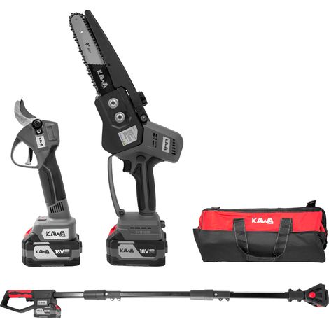 Kawapower kit mini tronçonneuse / sécateur / perche extensible à batterie 18V 2x4Ah 18V (1/2)
