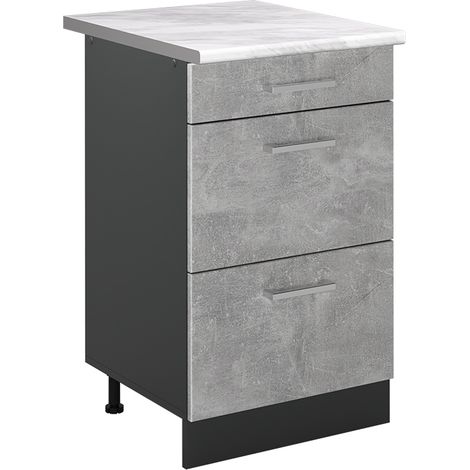 Mueble bajo de cocina R-Line, Hormigón/Antracita, 50 cm encimera Mármol, Vicco (1/5)