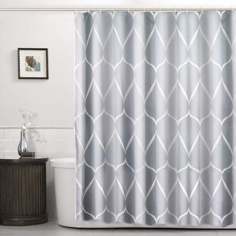 Rideau de douche imperméable en polyester avec treillis et séchage rapide, ourlet lesté, rideau de douche salle de bain durable et lavable, gris(120×200) (1/4)