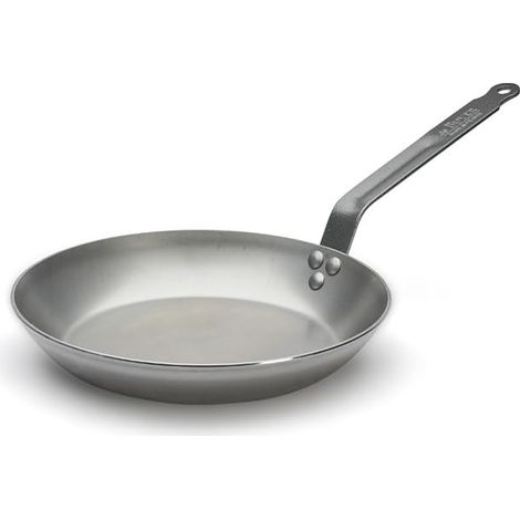 DE BUYER 5110.28 Carbone Plus Padella Tonda da Frittura 28 cm Acciaio Lamiera Induzione senza rivestimento antiaderente colore Argento (1/3)