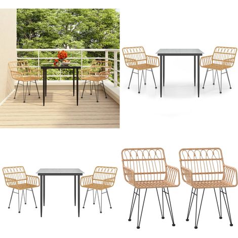 Ensemble à manger de jardin 3 pcs Résine tressée - Table de jardin - Chaise de jardin (1/5)