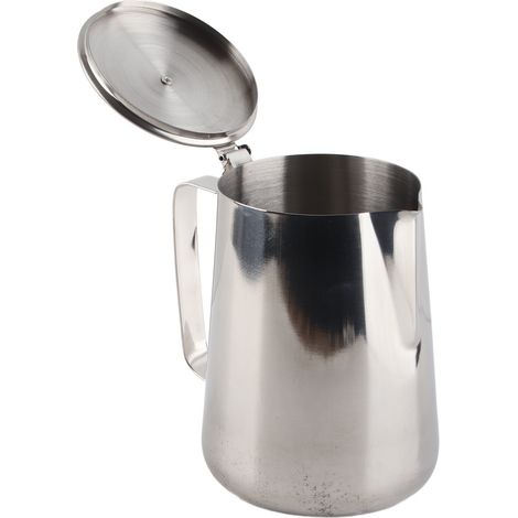 Pichet à lait en acier inoxydable avec couvercle pour latte art, tasse à café 2000 ml, verseuse robuste pour mousse de lait (1/5)
