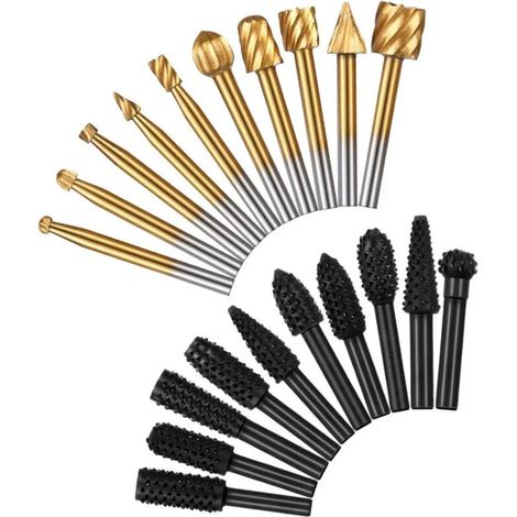 20Pcs Ensemble de tête de polissage pour le travail du bois Embout de toupie à tige de 1/8 po et fraises de routeur de 1/4 po (1/5)