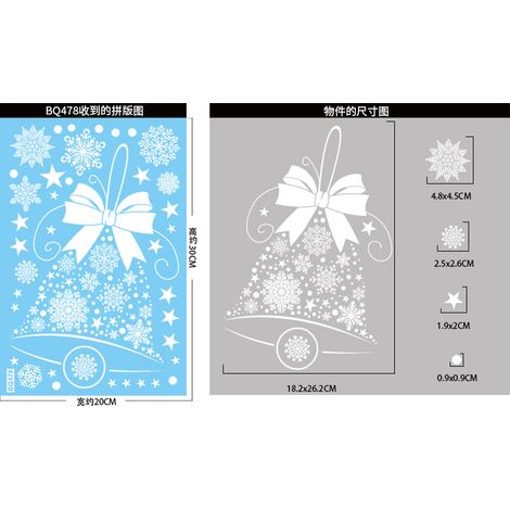 Autocollants de Noël, flocons de neige blancs, cadeaux, sapin du Père Noël, autocollants pour fenêtres, bonhomme de neige, chaussettes de Noël, rennes, décorations de fenêtres, autocollants statiques.