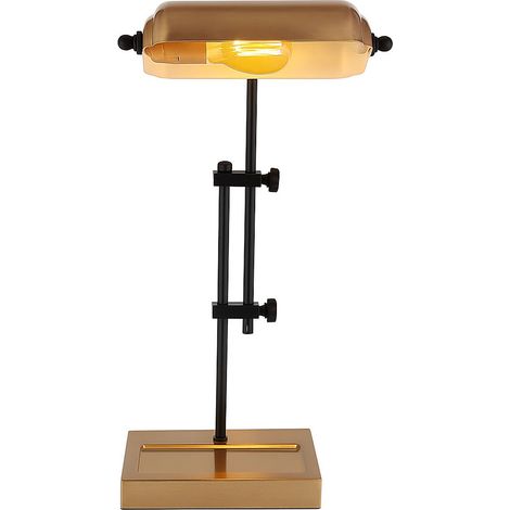Lampada da tavolo LED Lampada da tavolo Lampada da lettura Lampada da camera da letto Lampada da soggiorno Lampada Banker, metallo color oro nero, E27 LED bianco caldo, H 50 cm (1/5)
