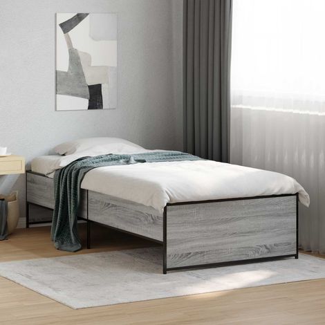 Cadre de lit 80 x 200 cm Sonoma gris en bois d’ingénierie avec pieds en acier - PANGIVO (1/5)
