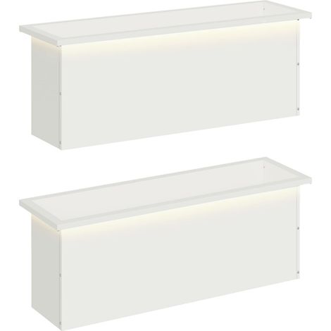 Garden Planter with LED 2 pcs White 30 x 100 x 30 cm Steel vidaXL