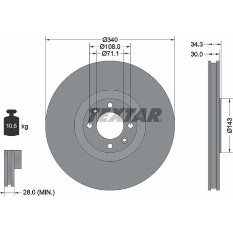 Lot de 2 Disques de frein Textar 92256903 CITROËN 1611841480 1618864780 4249F6