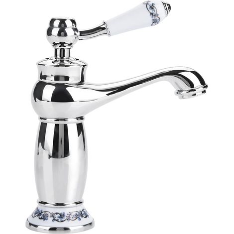 Grifo de lavabo antiguo de latón y cerámica, cuello largo para baño y cocina, agua fría/caliente, estilo vintage - OTRO (1/5)