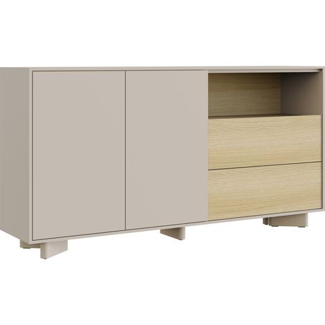 Selsey DISTRIA – Buffet avec tiroirs gris cachemire / effet chêne, 156 cm (1/5)